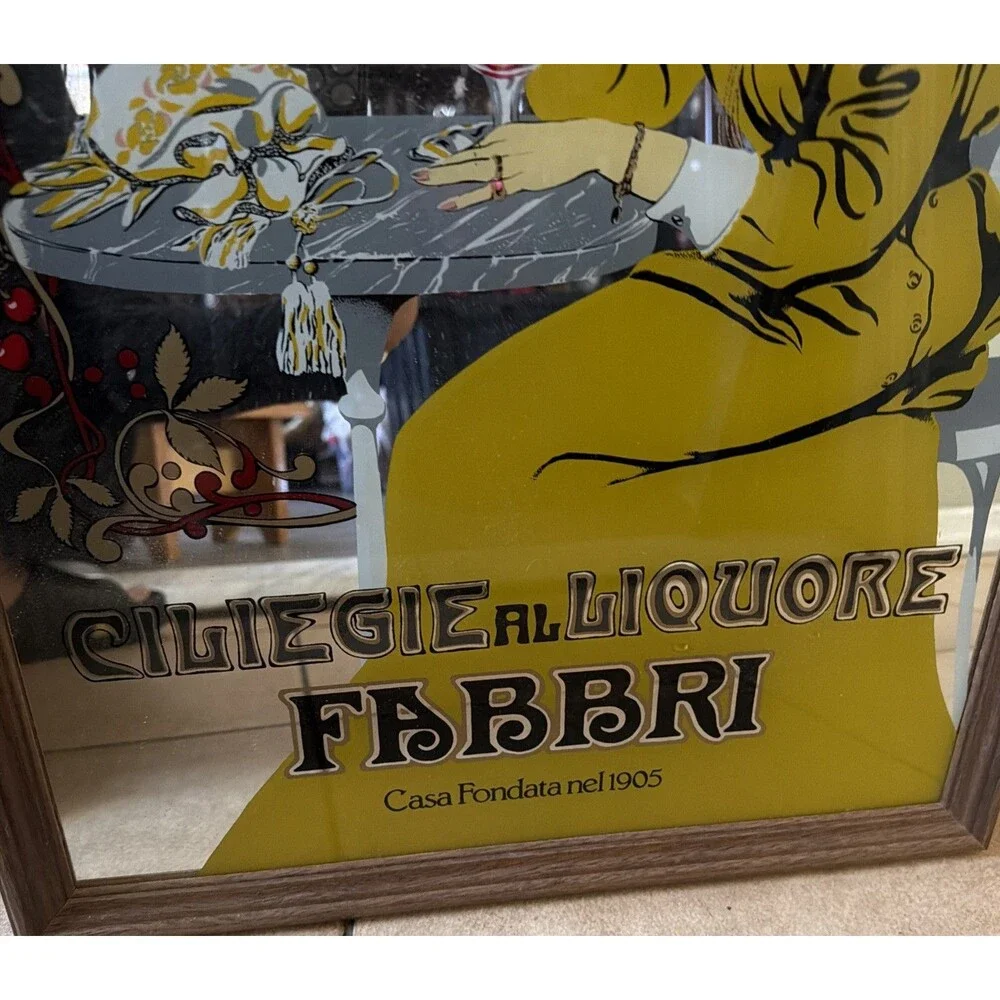 Vintage Mirror Ciliegie Al Liquors Fabbri 24x17inch